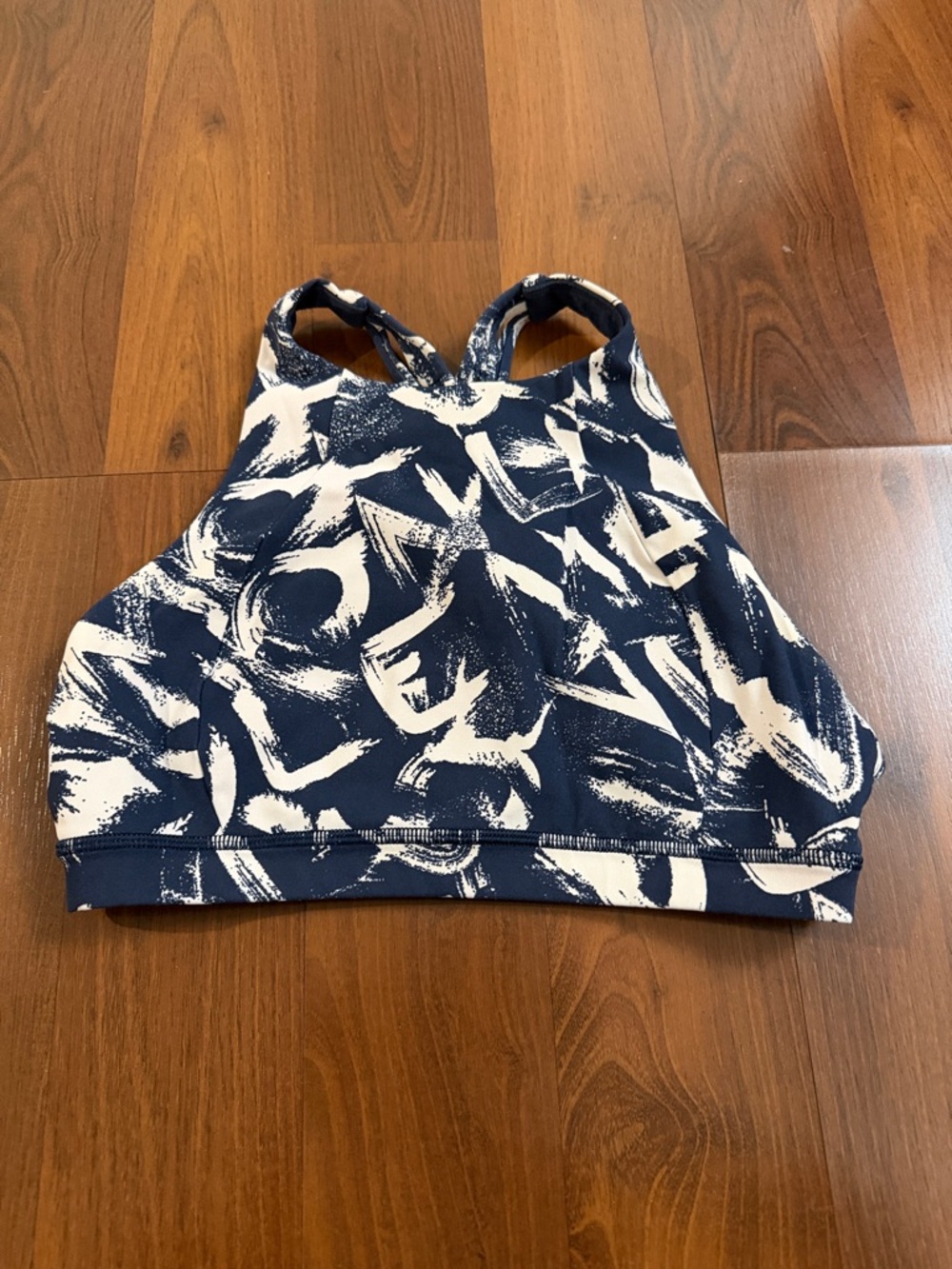 lululemon athletica Navy and White Abstract High-Neck Sports Bra
